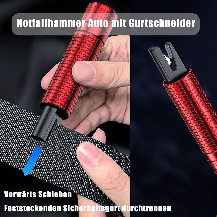 Nothammer Auto mit Gurtschneider, 2 in 1 Gurtschneider Notfallhammer 2 Stück Sicherheitshammer Glasb