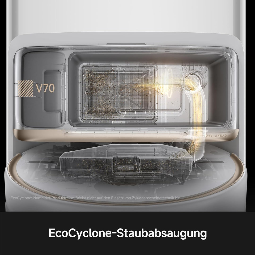 Mova V70 Ultra Complete X Saugroboter, MaxiReachX-Doppelverlängerung Seitenbürste & Mopp, 40.000 Pa
