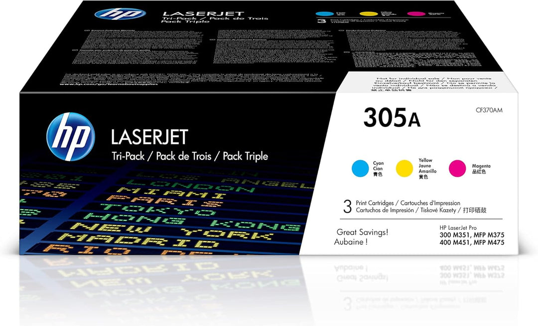 HP 305A (CF370AM) Multipack Original Toner 1xBlau, 3er-Pack, cyan/magenta/gelb