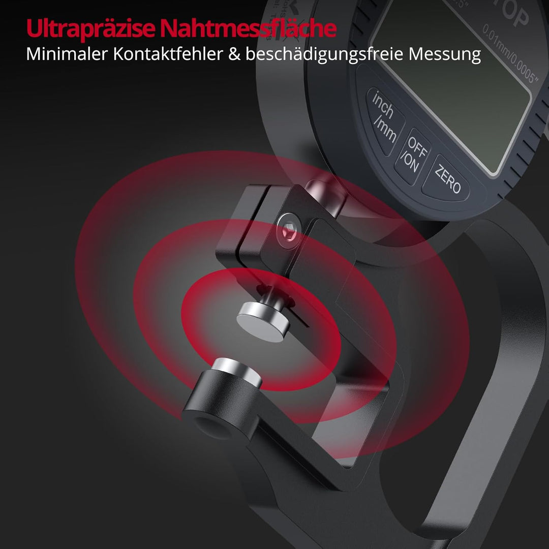 XUNTOP Digitales Dickenmessgerät Messbereich 0-12.7mm Elektronischer Mikrometer Zoll/metrisch elektr