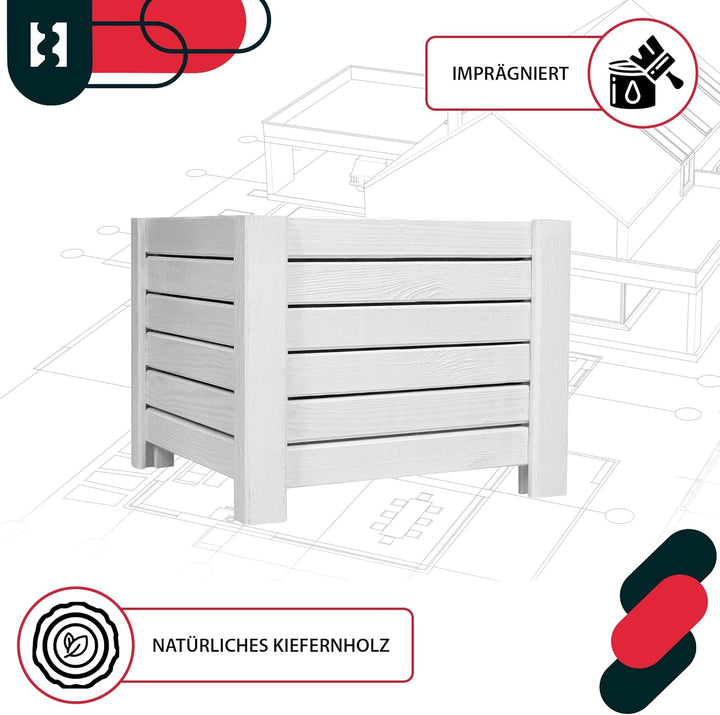 KOTARBAU® Blumenkasten - 38 x 38 x 30 cm - Pflanzkasten mit Vlies - Pflanzkübel gross aussen - Balko
