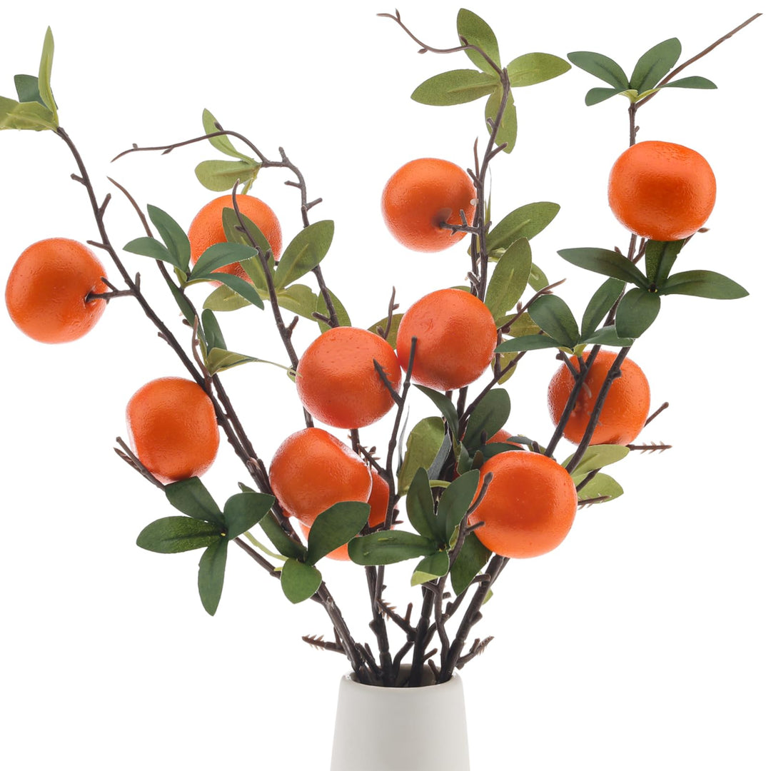 Woration 4Stück Künstliche Apfelsine Zweigstellen Simulationen Mandarine Baum Pflanze Vorbau Frucht