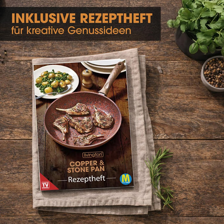 Livington Copper &amp; Stone Pan - Pfanne 28 cm - Bratpfanne Induktion für alle Herdarten - kratzfest, a