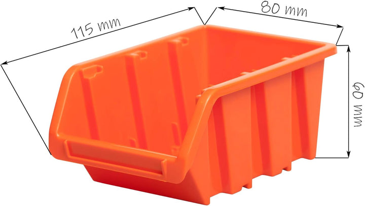 Lager Werkstatt Wandregal Lagerregal 75 Stapelboxen Orange Gr.1, 60 Stapelboxen Orange Gr.2 + Organi