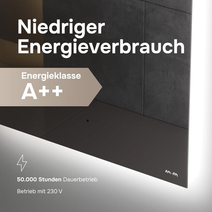 AM.PM Hit – LED Spiegel 60 x 70 cm mit Beleuchtung | Badezimmerspiegel mit LED | Spiegel mit Licht d