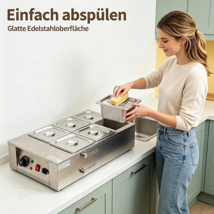Schokoladenschmelzgerät mit 6 Schmelztiegel 1000W - Elektrische Schokolade Schmelzgerät 0-80°C Edels
