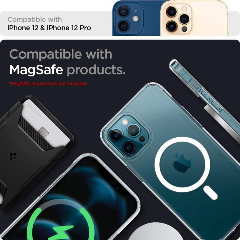 Spigen Ultra Hybrid MagFit Hülle Kompatibel mit iPhone 12 Pro und Komaptibel mit iPhone 12 Kompatibe