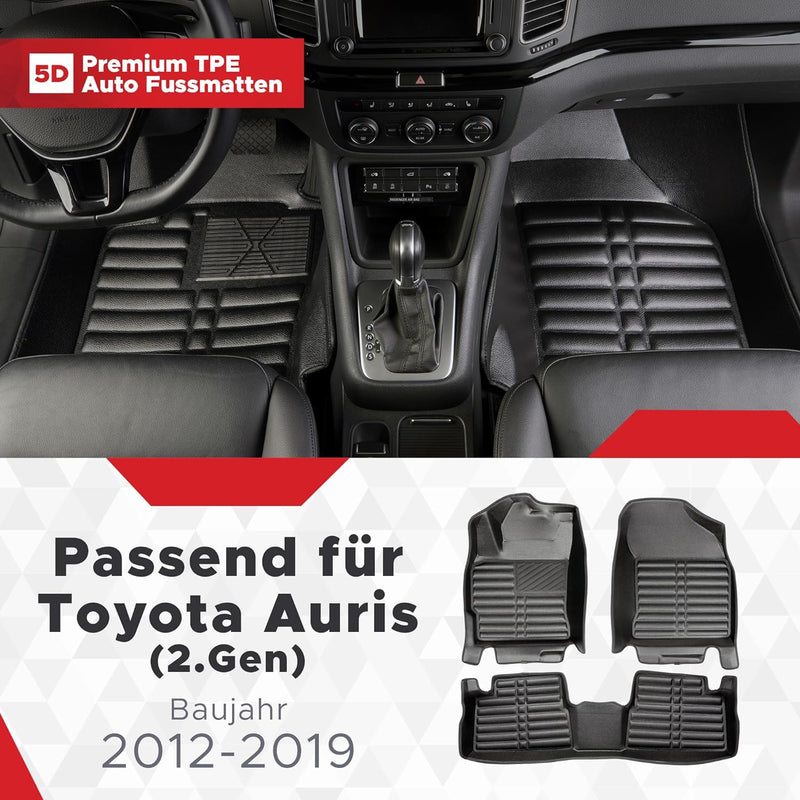 fussmattenprofi.com Auto Fussmatten Kompatibel mit Toyota Auris (2.Gen) Baujahr 2012-2019 I 100% Pas