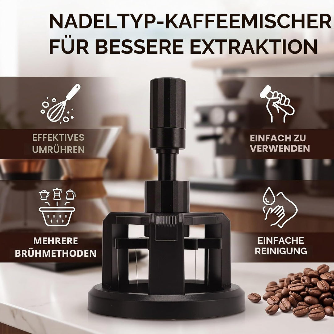 WDT Tool, Rührer-Verteilungswerkzeug, Verstellbare Nadelhöhe, Aluminiumlegierung, Edelstahl, Kaffeev