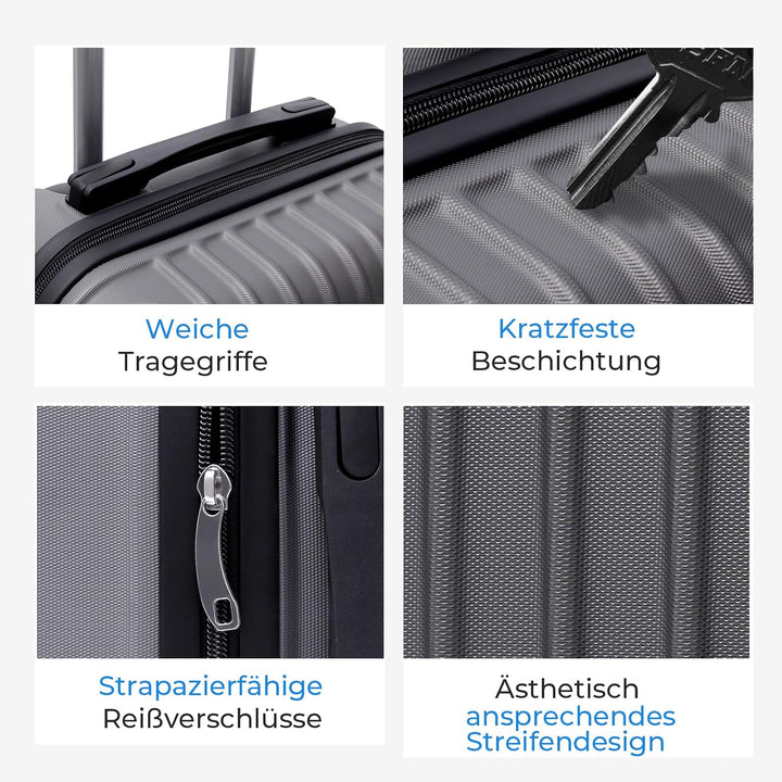 FOMAX Premium Handgepäck Koffer, Trolley Rollkoffer Reisekoffer, 77x47x27cm | mit 4 sanften Rollen u