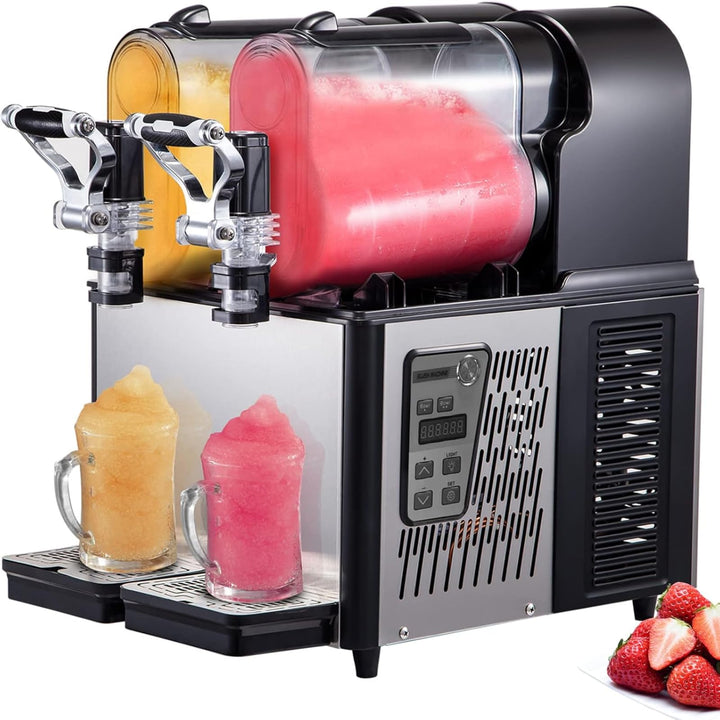 Kommerzielle Slusheis Maschine, 2x3 L Doppeltank Tassen elektrische Schneeschmelz-Slush-Smoothie-Mas