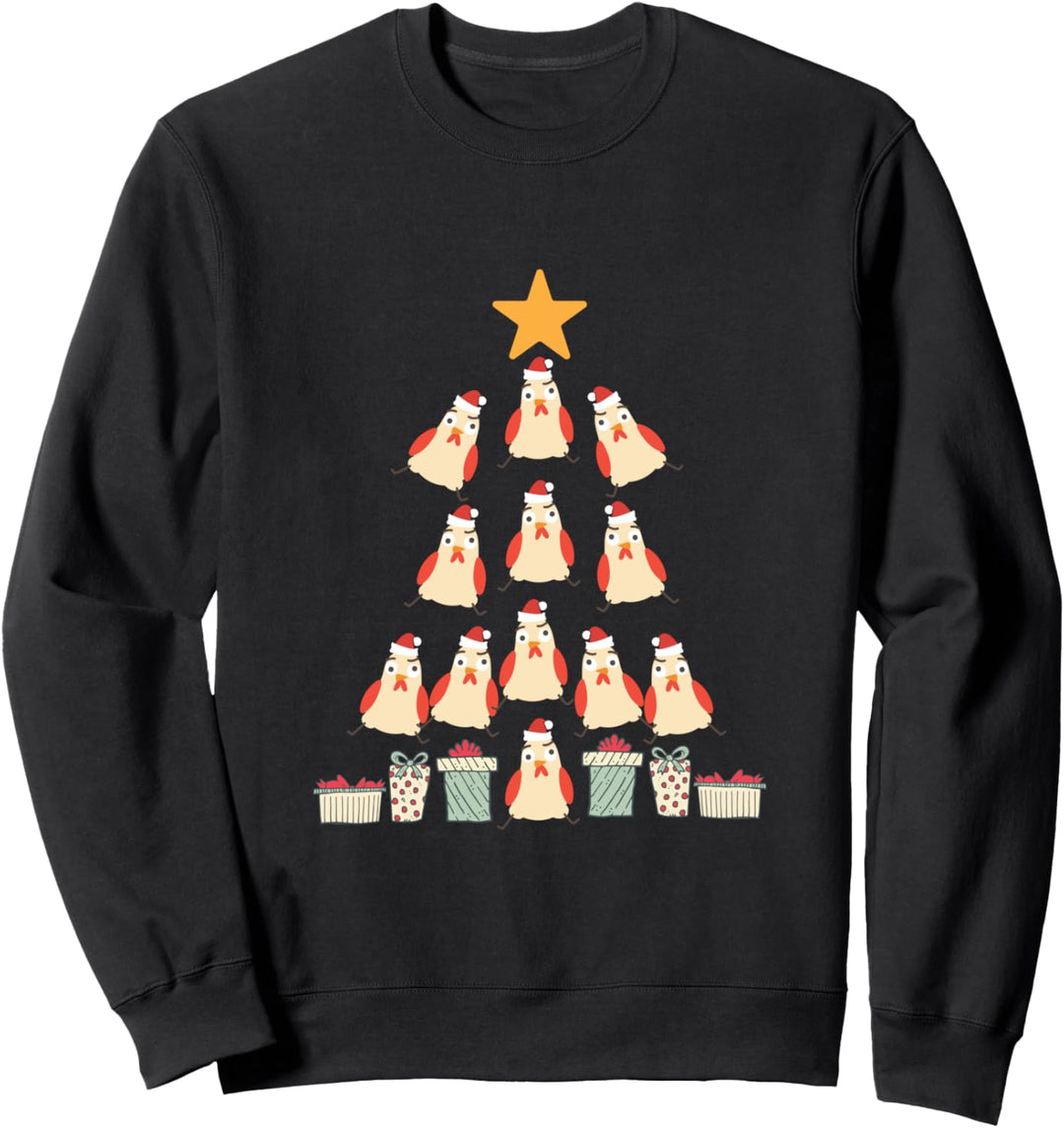 Weihnachts-Hühnerbaum, lustiges Geflügel, Weihnachtsbeleuchtung, Geschenk Sweatshirt
