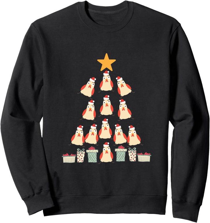 Weihnachts-Hühnerbaum, lustiges Geflügel, Weihnachtsbeleuchtung, Geschenk Sweatshirt