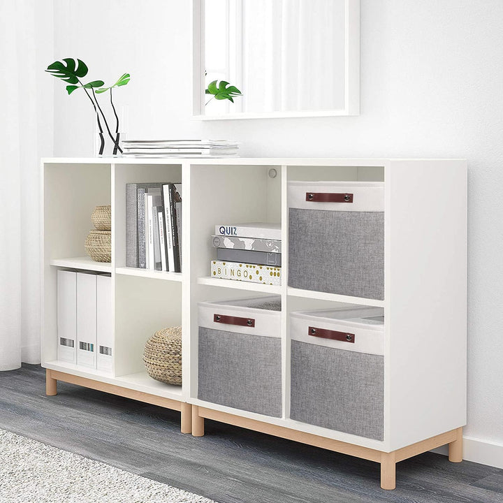 OUTBROS Faltbare Aufbewahrungskörbe mit Griffen, Verdicktes Stoff Aufbewahrungsbox 3er Set, Canvas S