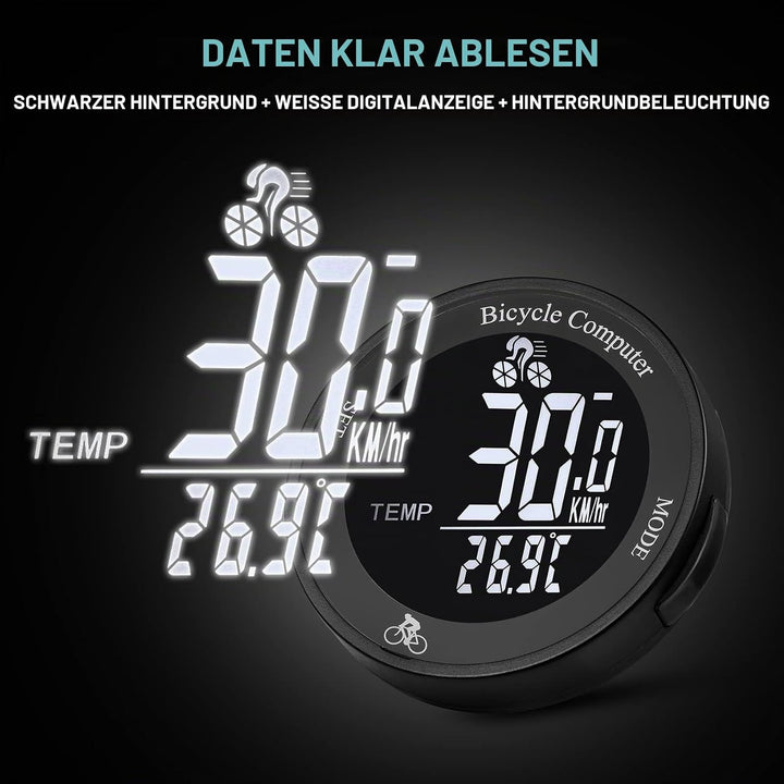Fahrradcomputer, Drahtloser Fahrradcomputer Wasserdicht Fahrrad Kilometerzähler Multifunktions LCD-B