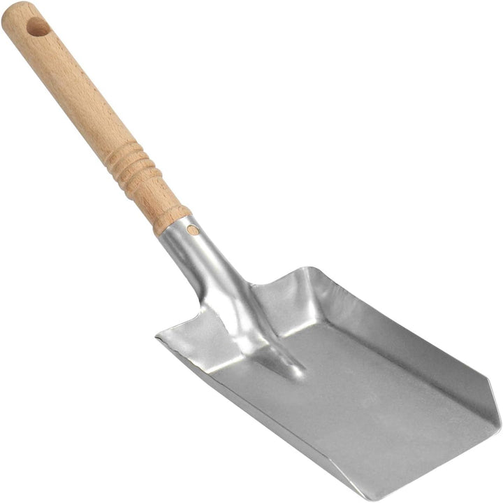 com-four® 2X Kohlenlöffel mit verzinktem Schaufelblatt - Ofenschaufel mit Holzgriff - Kohlenschaufel