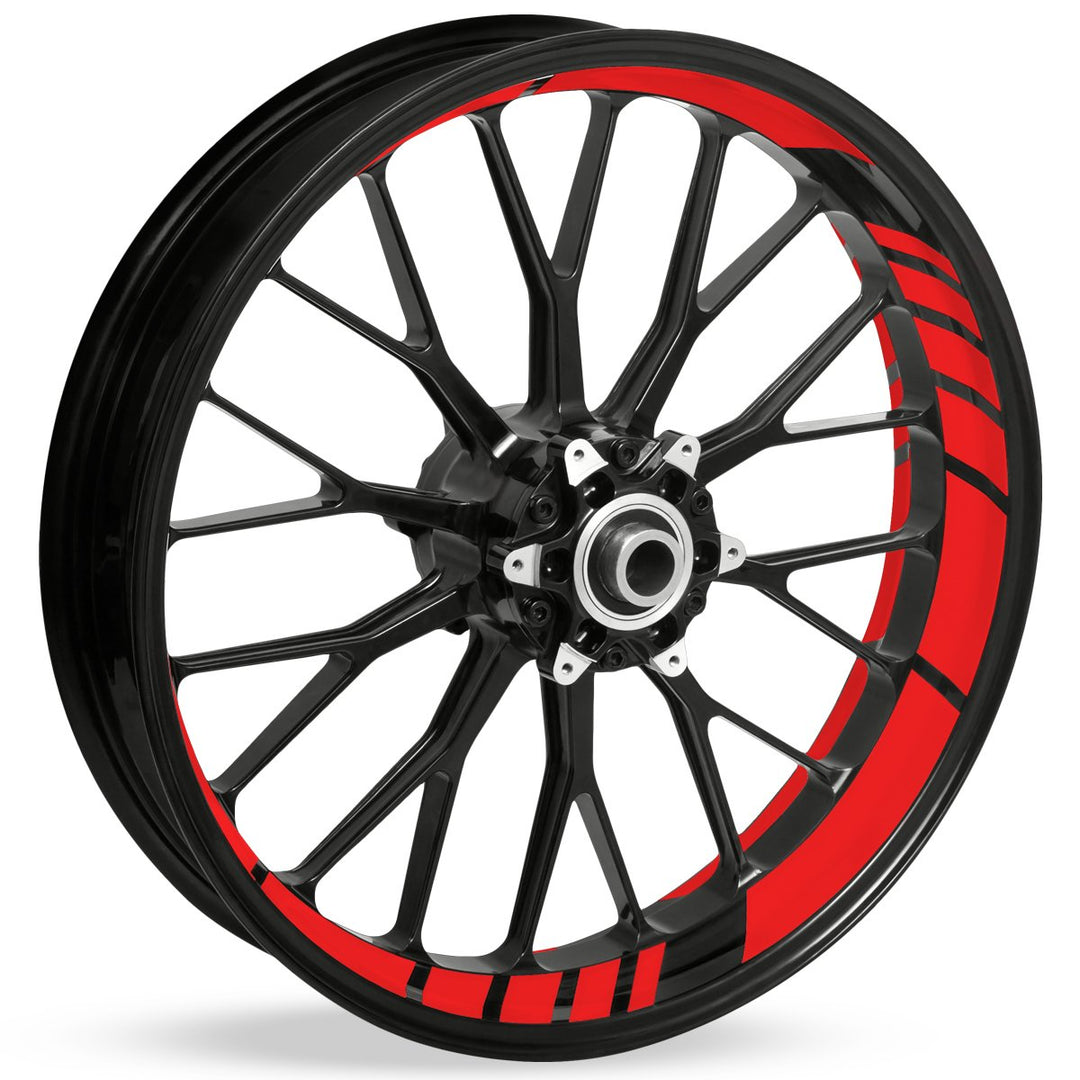 Felgenbettaufkleber im GP Design - Komplettset für 16" bis 19" - Farbe & Breite wählbar hellrot glän