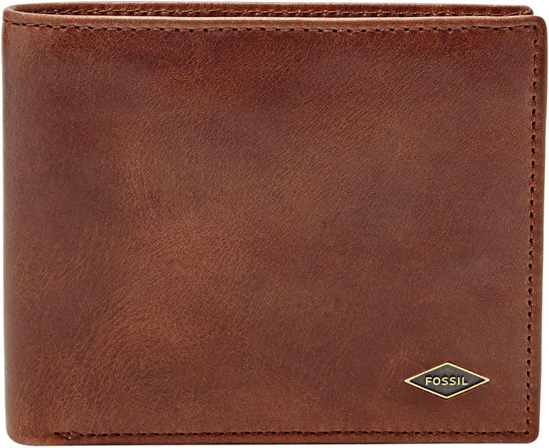 Fossil Herren Ryan Leather Bifold Geldbörse 11,43 cm L x 2,54 cm B x 9,525 cm H Dunkelbraun, Dunkelb