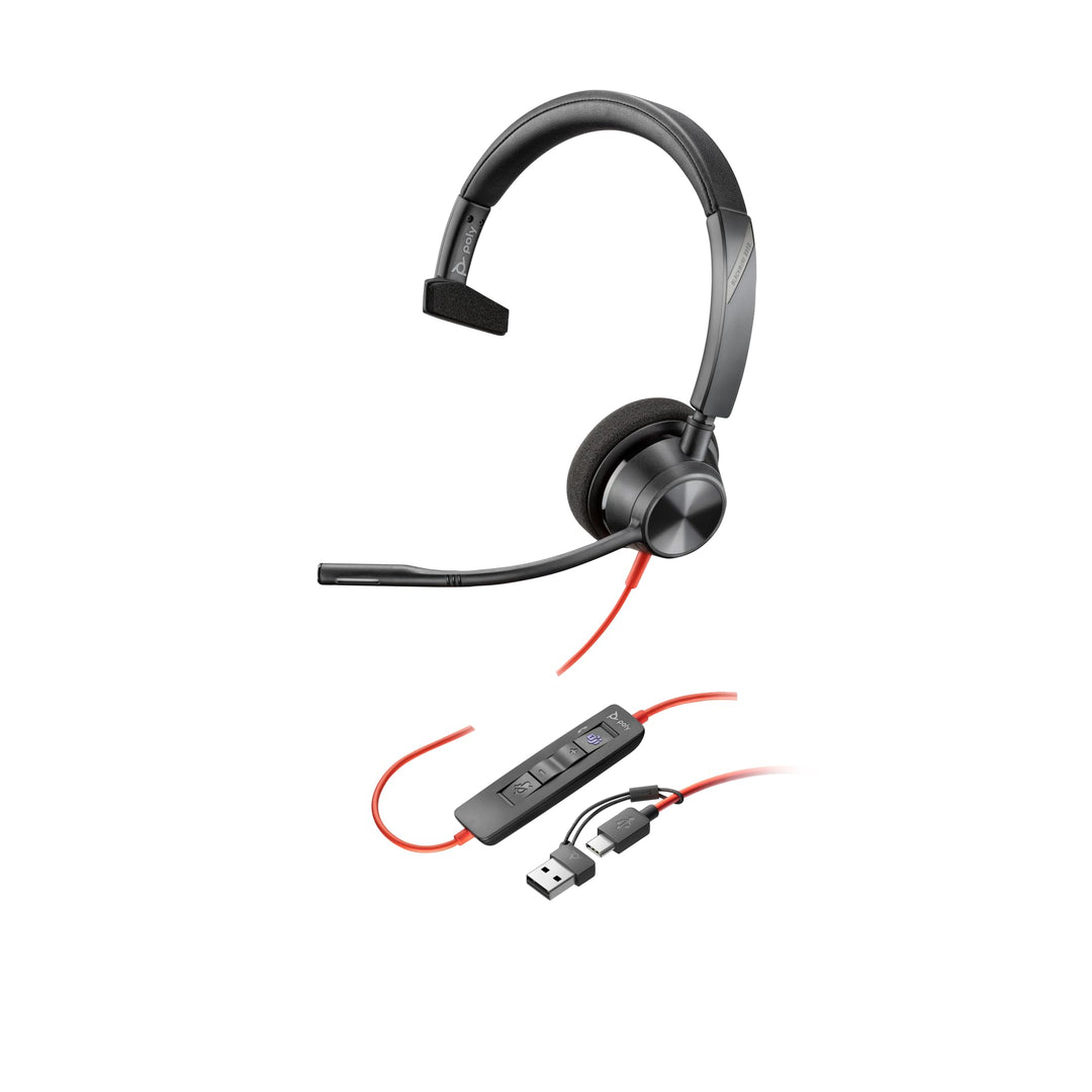 Poly Blackwire 3310-M Microsoft Teams zertifiziertes USB-C-Headset - Mono - USB Typ C, Mini-Phone (3