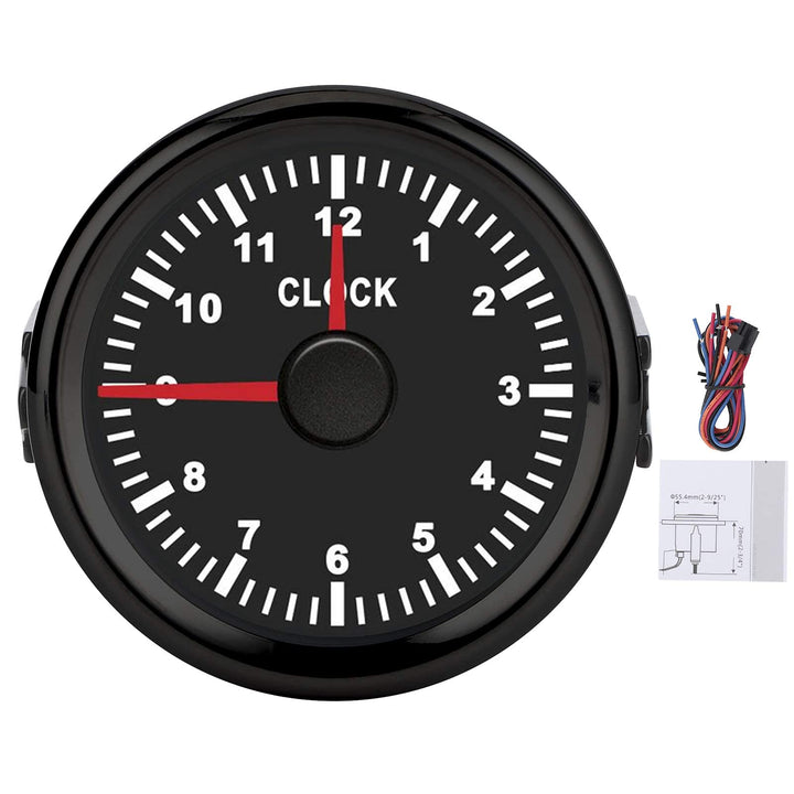 Aramox Universal Dial Clock Meter,2in/52mm Clock Gauge Instrument 0-12 Stundenzähler Rote Hintergrun