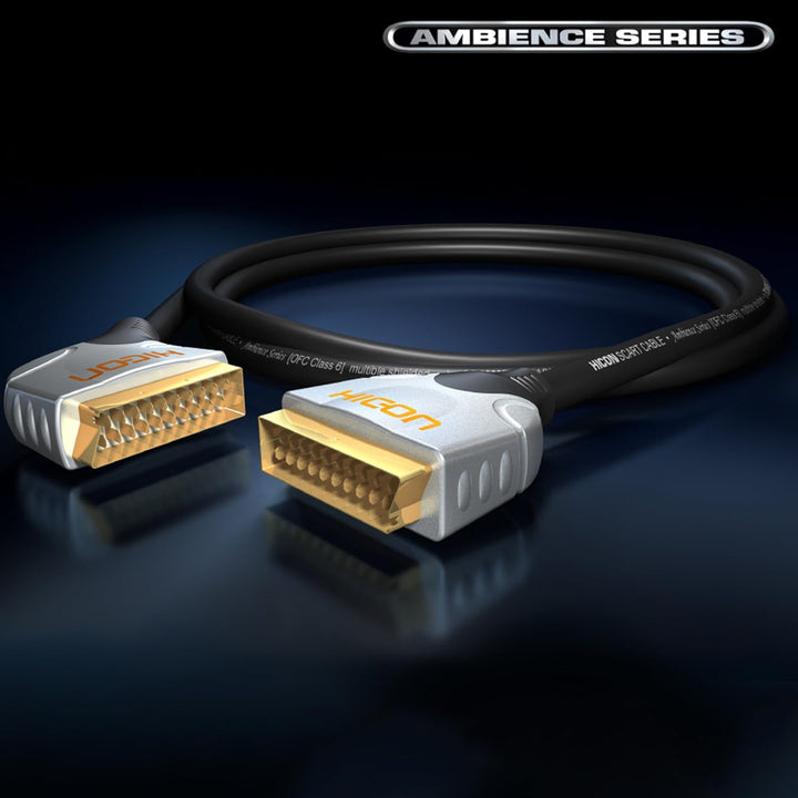 HICON Ambience Scart-Kabel 5m gewinkelter 45° Stecker 500cm | HIA-SASC-0500 HIA-SASC rund 5m Schwarz