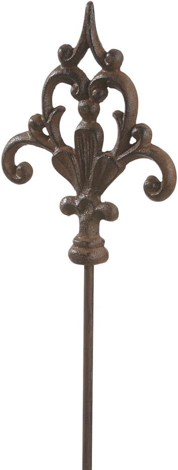 Dehner Gartenstab Ornament Speer, 6 Stück, je ca. 140 x 16 x 3.2 cm, Gusseisen, edelrostfarben