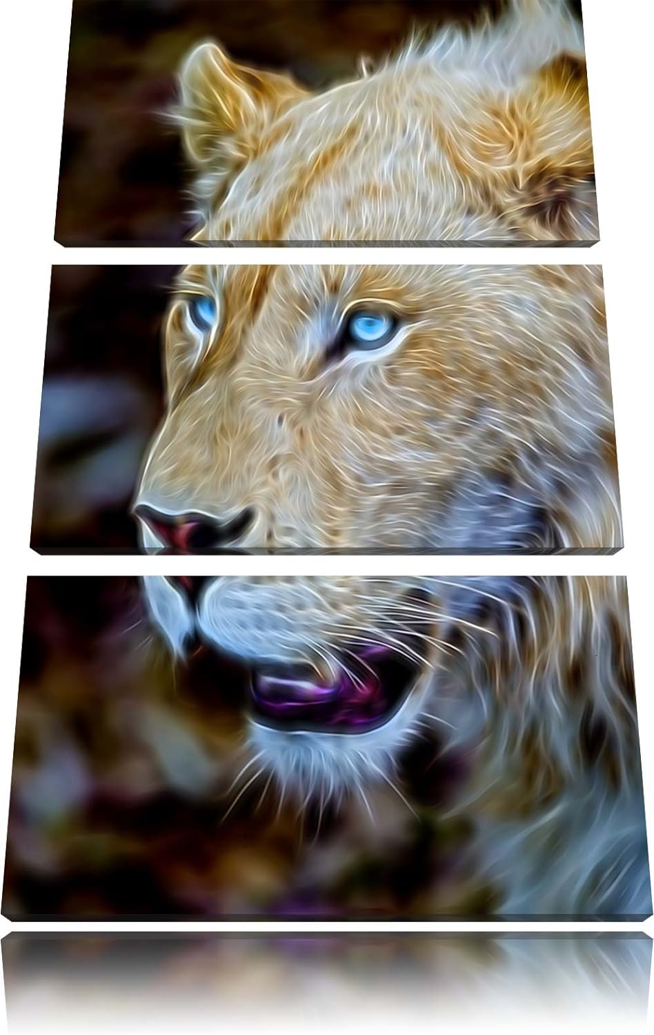 schöne weisse Löwin Spezial 3-Teiler Leinwandbild 120x80 Bild auf Leinwand, XXL riesige Bilder ferti