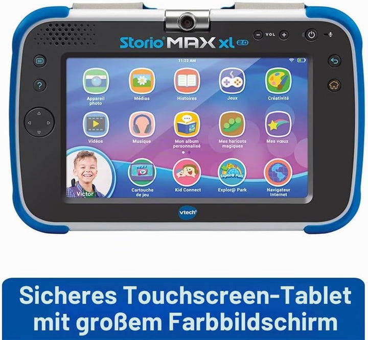VTech – Tablet Storio Max XL 2 blau – 7 Zoll Kinder-Tablet 1% Lernfunktion – französische Version Ei