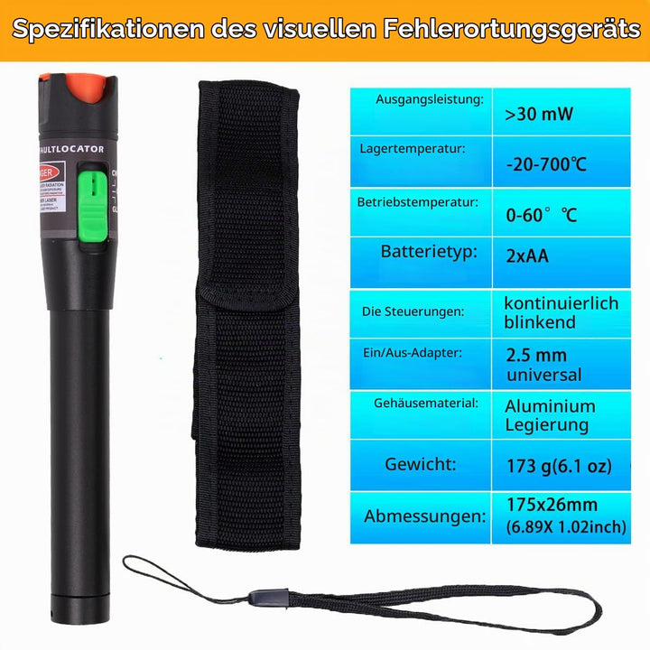 2 Stück Visual Fault Locator 30 km, Fiber-Optic-Kabel-Tester mit rotem Lichtstift, VFL mit 2,5 mm Un