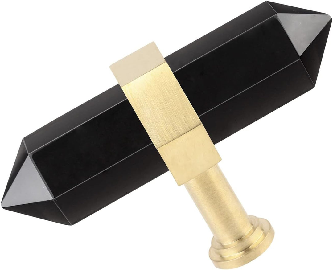 mookaitedecor Satz von 2 Obsidian Sechseck Double Kristall Punkte Schublade Knöpfe mit Schrauben, Cr
