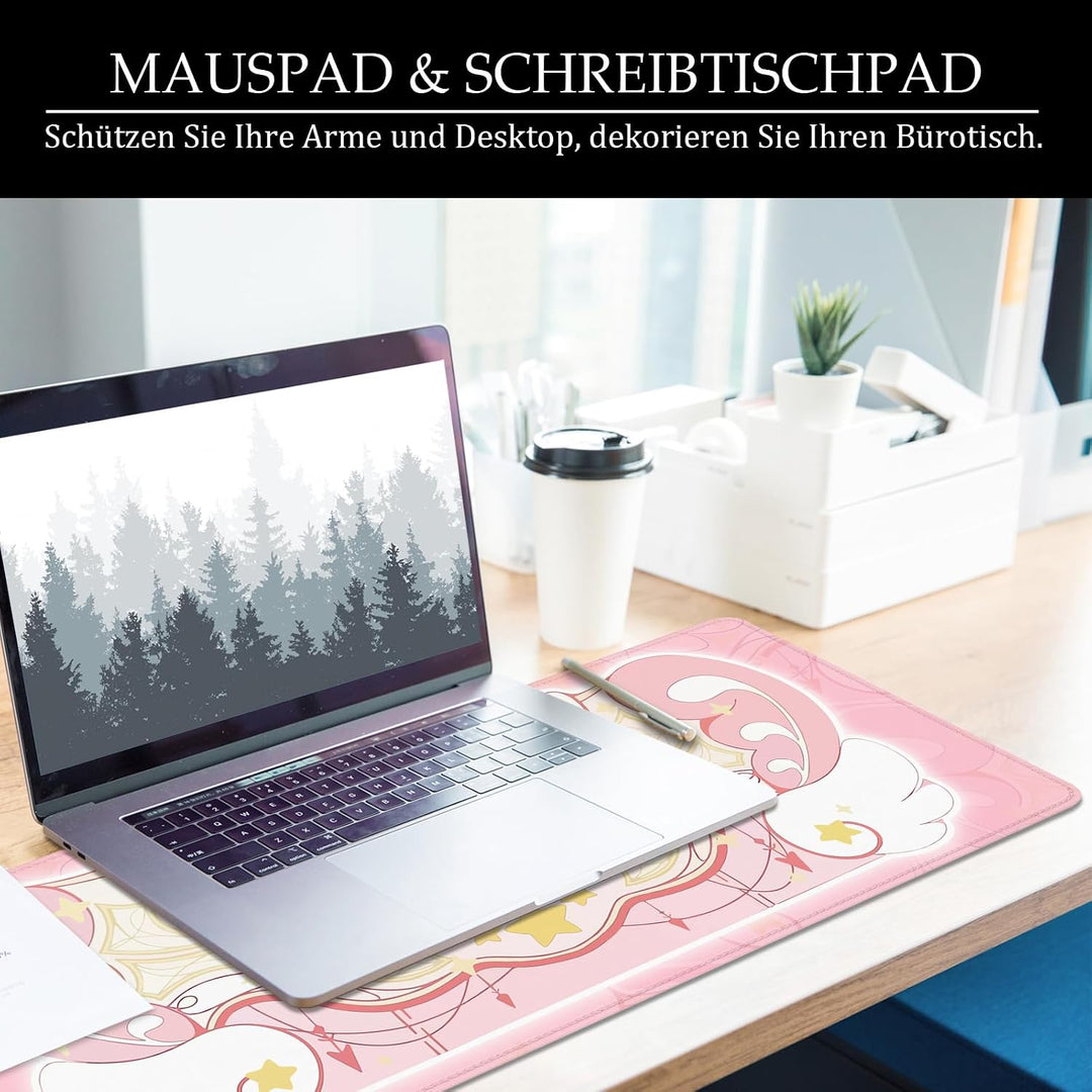 Mauspad Rosa Schreibtischunterlage Süss. 80x30cm Mousepad XL Gross Mauspad Kawai, Computer PC Tastat