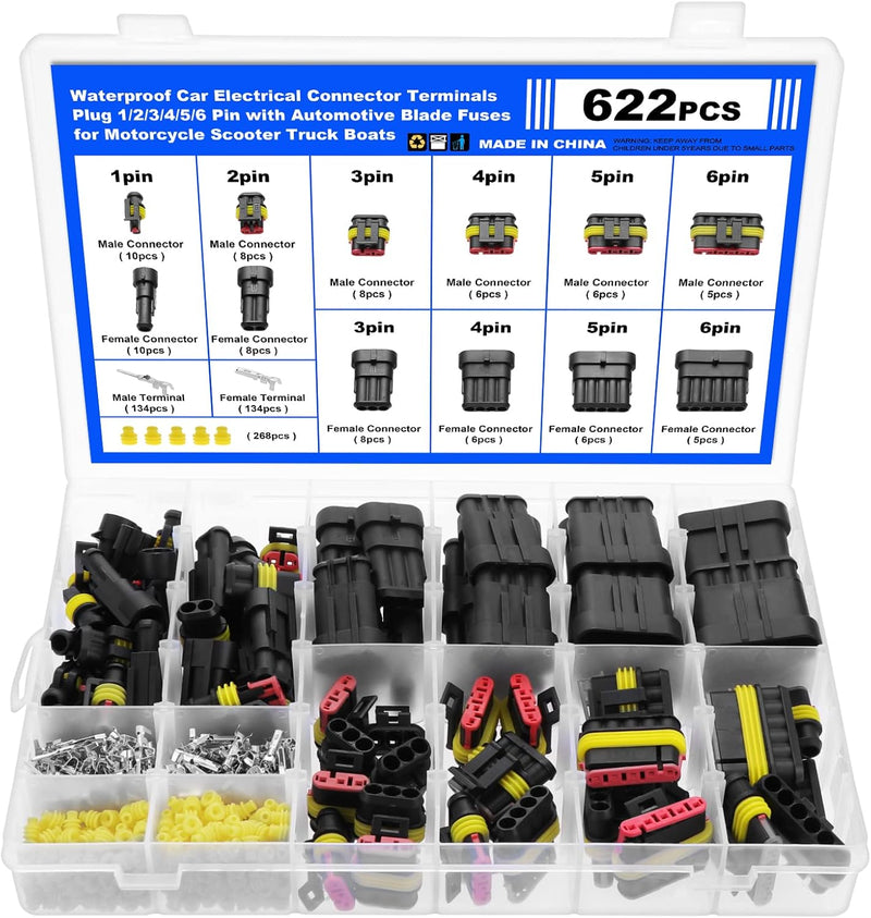 Faankiton 622Stk Auto Wasserdichter Steckverbinder, Kabel Schnellverbinder Stecker, Wasserdicht Schn