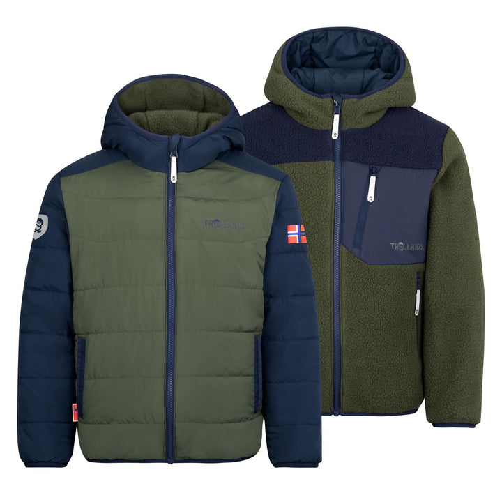 Trollkids Kids Sandvika Turnover Jacket Ivy/Navy 98, Ivy/Navy 98