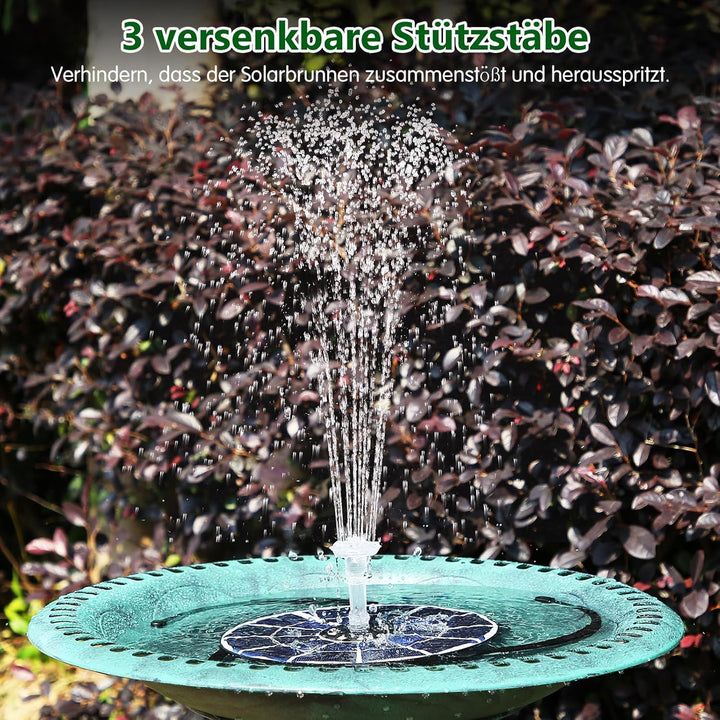 AISITIN 5.5W LED Solar Springbrunnen für Aussen mit Fernbedienung, Buntes LED Solar Teichpumpe mit 3