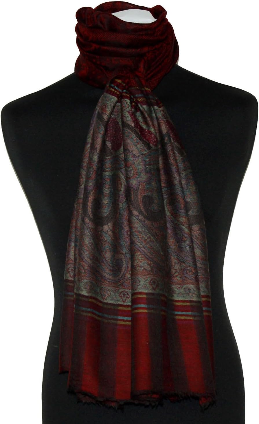 Lorenzo Cana Pashmina Damen Kaschmirschal 100% Kaschmir, 70 cm x 200 cm, jacquard gewebter Paisleymu