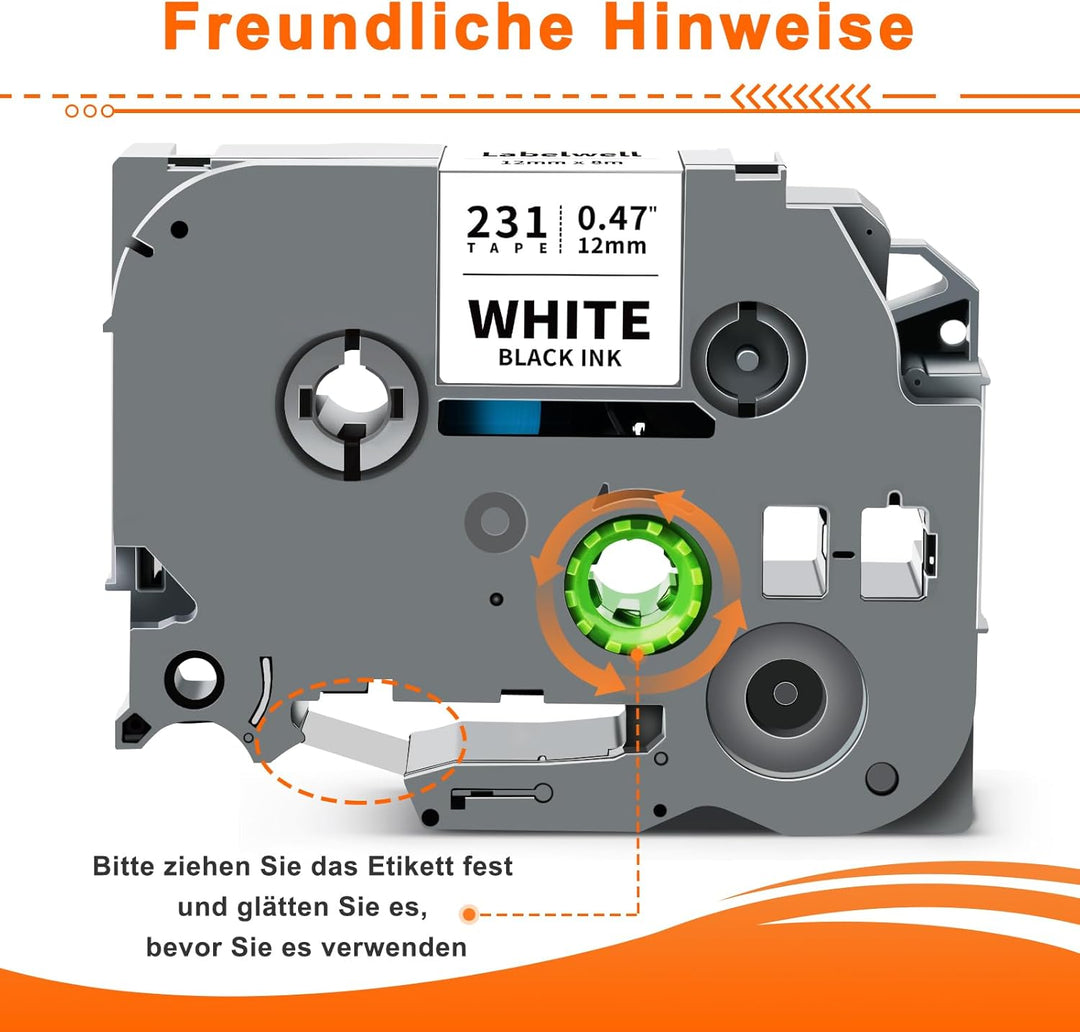 6x kompatibel für TZe-231 TZ 12mm Tape 0.47 Laminated Schriftband für Brother Ptouch Beschriftungsge