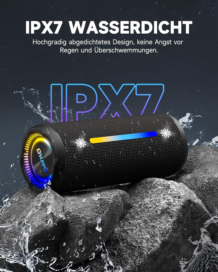 OHAYO HiFi Bluetooth Lautsprecher mit LED Licht, 35W Dualen Treibern Bluetooth Box, Tragbare Musikbo