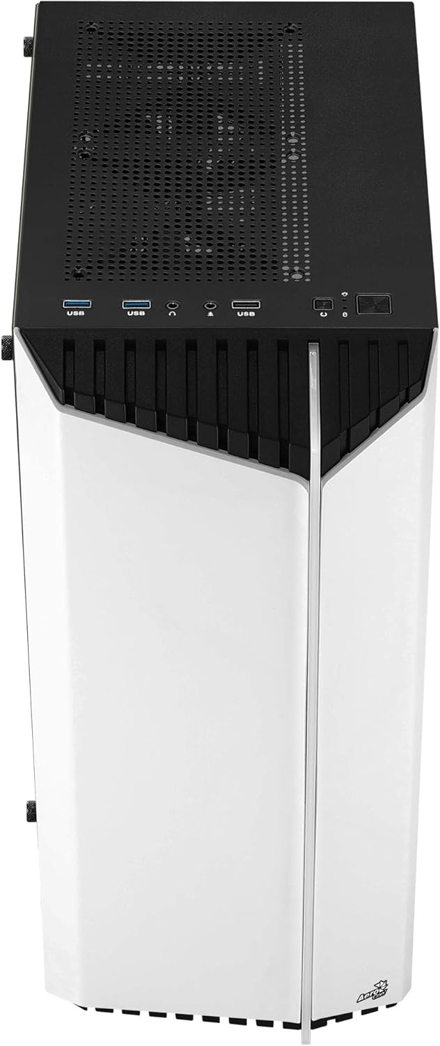 AeroCool BIONICV1WH Weiss, RGB Gaming PC-Gehäuse, Gehärtetes Glas + 12cm-Lüfter Weiss BIONICV1, Weis