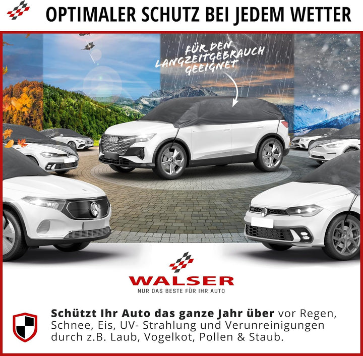Walser Abdeckplane Auto All Weather, Wasserdicht, Wetterfest, Autoabdeckung Outdoor, Halbgarage Grös