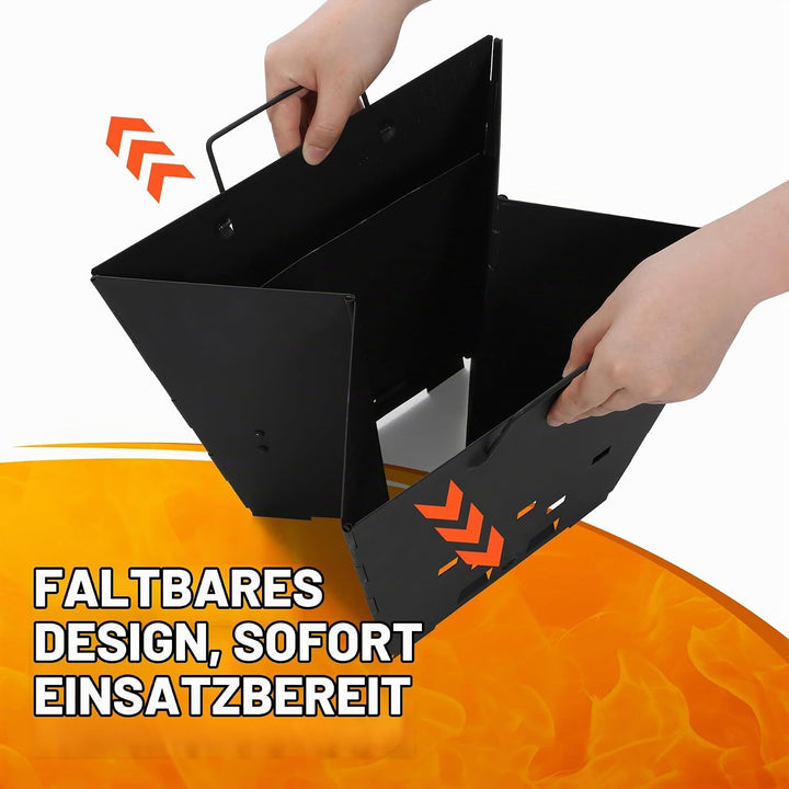 REDCAMP Faltbare Camping Feuerstelle mit Grillrost, tragbar, 2 in 1, Eisen