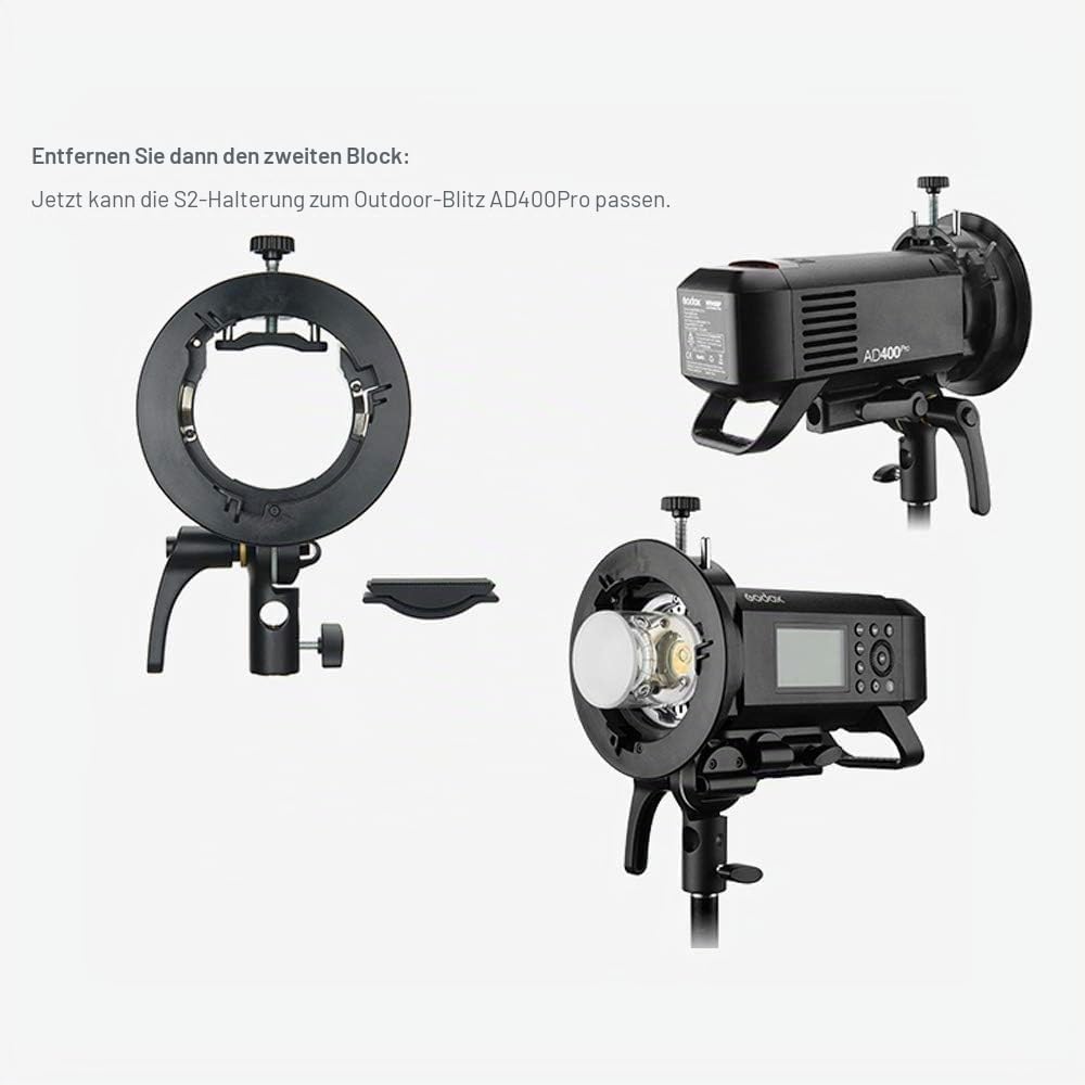 Godox S2 Speedlite S-Type Halterung Bowens Mount Blitzhalter für Godox V1 AD200Pro AD400Pro AD200 AD