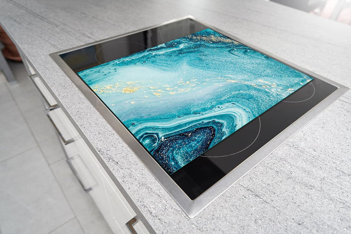 DarHaus Herdabdeckplatte einteilig 45x52 cm Ceranfeld Abdeckung Glas Spritzschutz Abdeckplatte Glasp