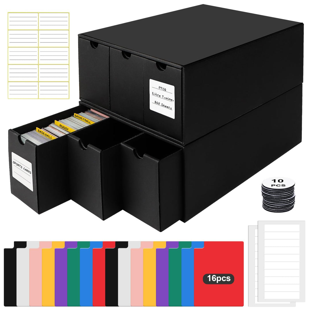 HIMOMO Sammelkarten-Aufbewahrungsbox für 6000+ Trading Card Karten, Karten Aufbewahrungsbox mit 16 K