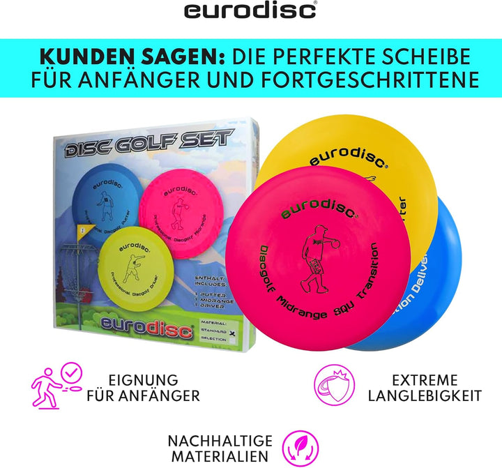 Eurodisc Disc Golf Frisbee Einsteiger Starter Set besonders hochwertig haltbar Selection Putter Midr