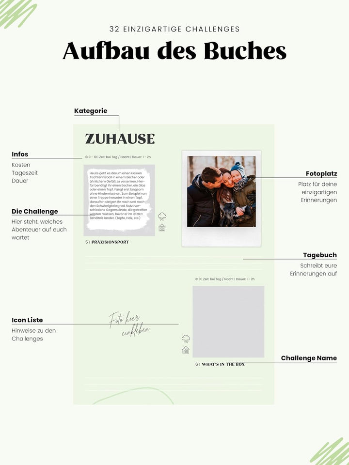 Memories2Make® Challengebuch mit 32 Abenteuern für Familien - Persönliches Erinnerungsbuch zum Versc