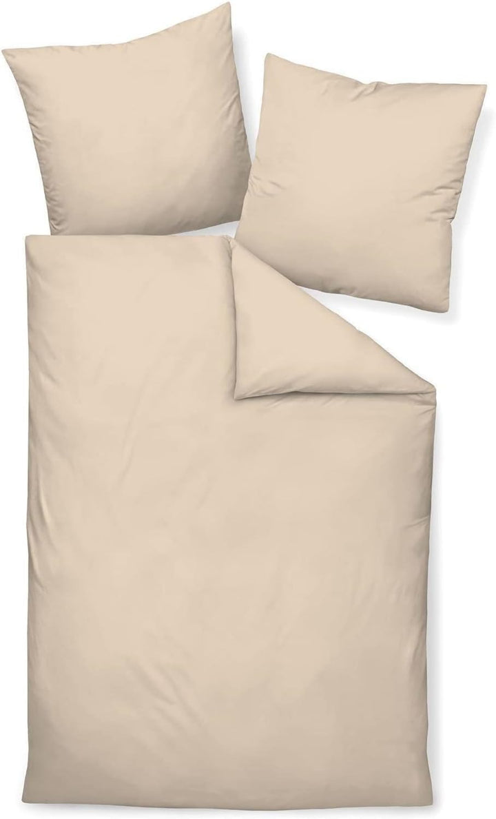 Janine Mako Satin Bettwäsche Uni Colors 155 x 220 cm Sand 155 cm x 220 cm Sand, 155 cm x 220 cm Sand