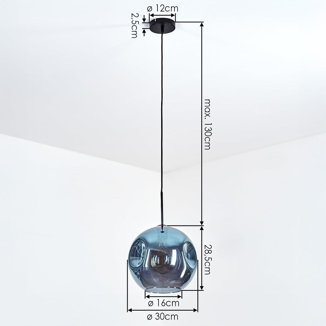HOFSTEIN Hängeleuchte Ripoll, 1-flammige Hängelampe aus Metall/Glas in Schwarz/Blau, moderne Pendell
