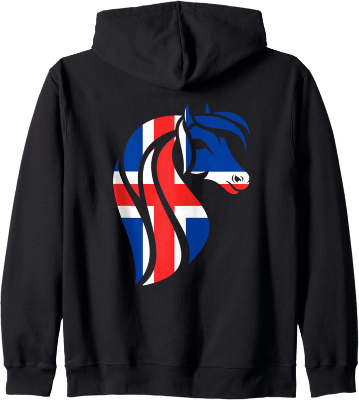 Islandpferd Isländer Island Pony Pferd Reiten Fahne Flagge Kapuzenjacke