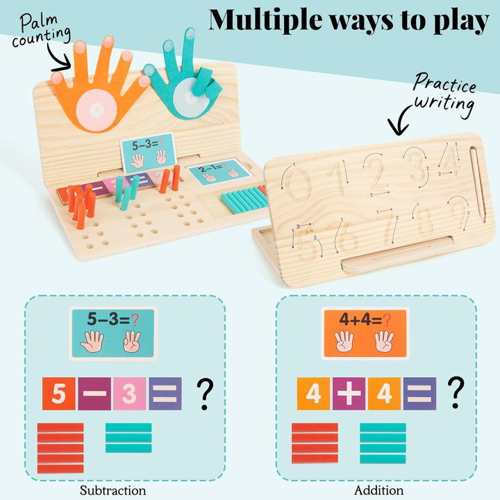 Montessori Spielzeug Holz Mathe-Zählspielzeug für Kinder Zählen Lernen 3 in 1 Palm Computing Bildung