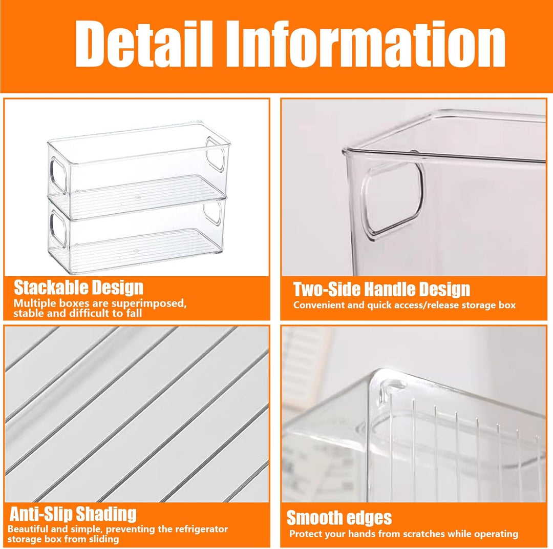 6er Set Kühlschrank Organizer Stapelbar, Durchsichtig Speisekammer Vorratsbehälter Behälter für Teeb